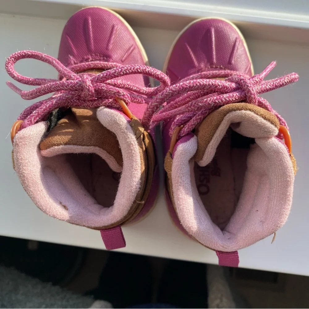 OshKosh B’gosh Toddler Winter Boots Pink Lace-Up Size 5